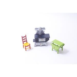 Mattel, 1980, The Littles, Kitchen, Cast Iron, Metal, Furniture Set, Dollhouse,